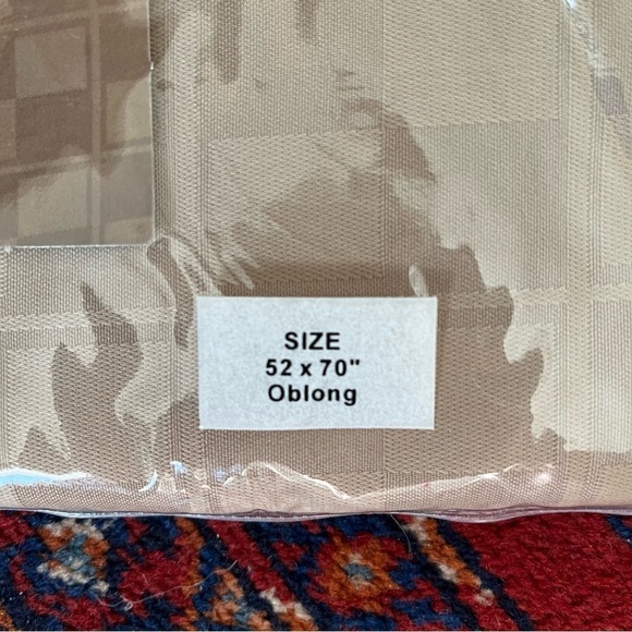 Home Classics | New Khaki Check Spill-Proof Microfiber Tablecloth, 52x70” Oblong - Picture 5 of 5